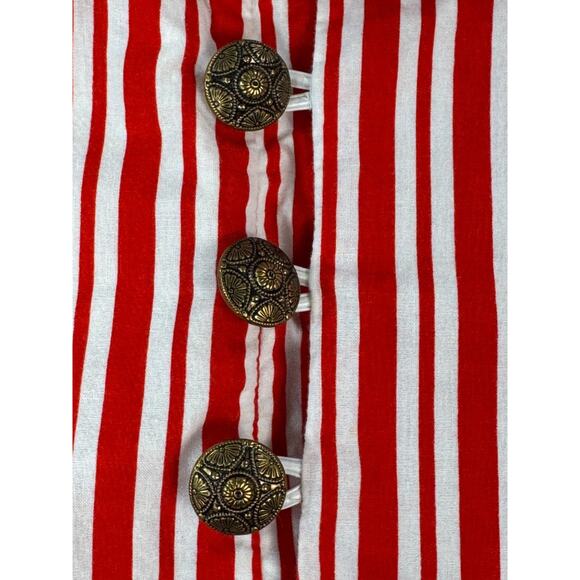 Unisex Red White Candy Cane Top Long Sleeve Button Cuff Handmade Long Sleeve - Picture 3 of 12